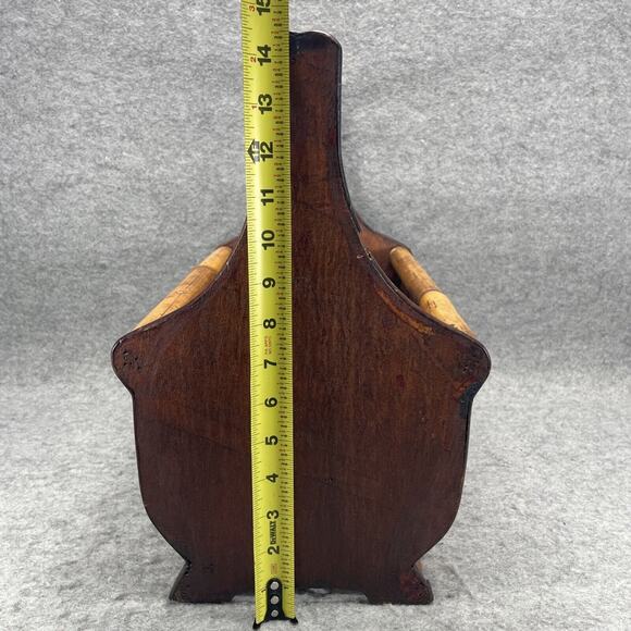 VTG Mid Century Modern Burnt Rattan Tortoise Tiger Bamboo Magazine Rack Basket - Picture 3 of 11